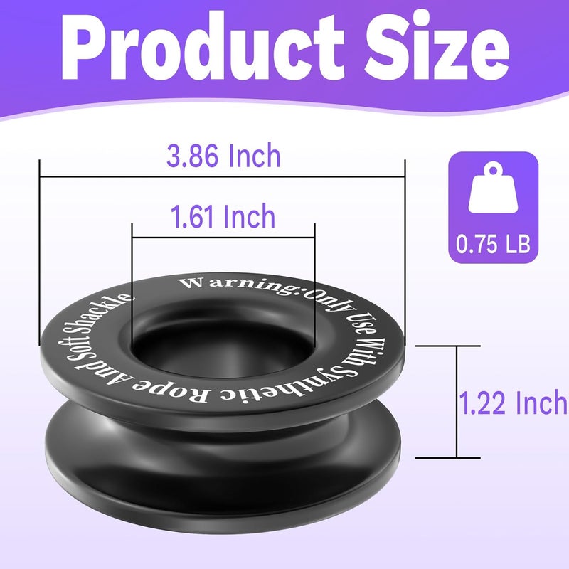 ecocstm Winch Snatch Recovery Ring, Heavy Duty 66000 Lbs Break Strength Snatch Block Ring, Towing Rcovery Snatch for Soft Shackle and Synthetic Rope, Compatible with ATV UTV SUV Truck Off-Road Vehicle (Black) - Image 3